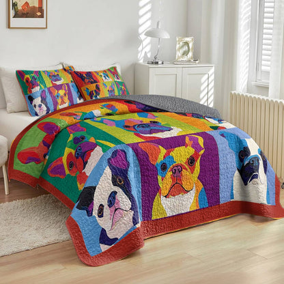 Shineful All Season Quilt 3-Piece Set Vibrant Bulldogs