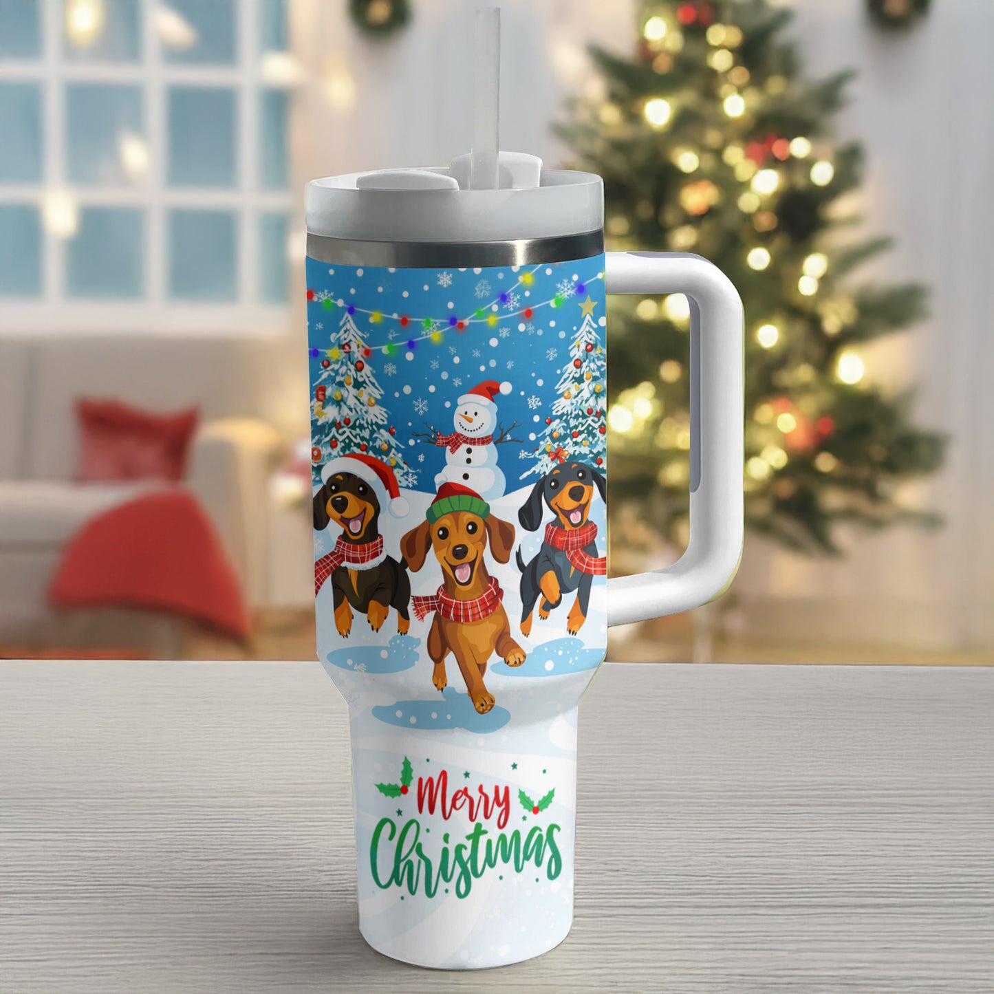 Shineful Tumbler Cheerful Christmas Dachshund