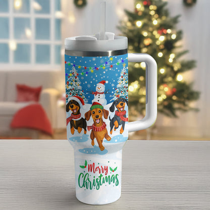 Shineful Tumbler Cheerful Christmas Dachshund
