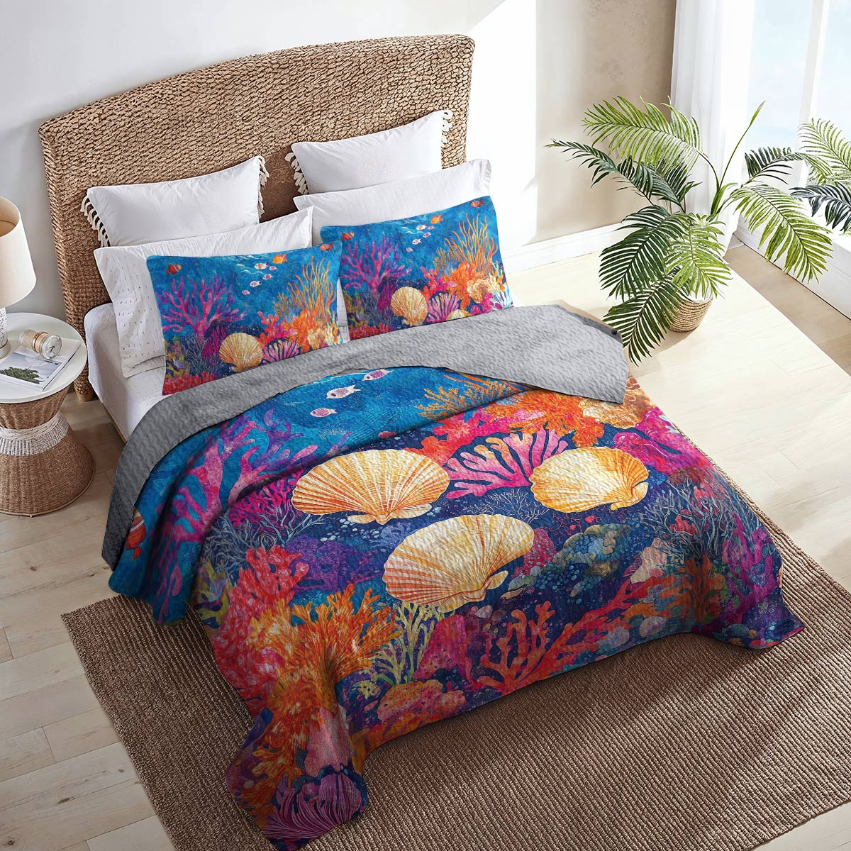 Shineful All Season Quilt 3-Piece Set - Seashell Under The Sea