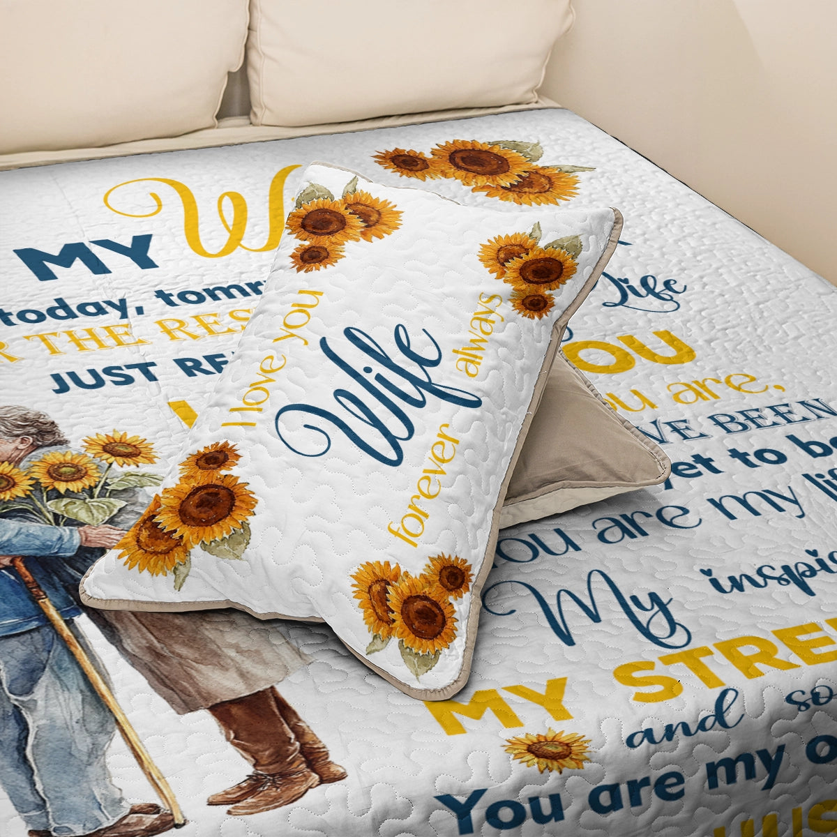 Shineful All Season Quilt 3-Piece Set Family Sunflower Love