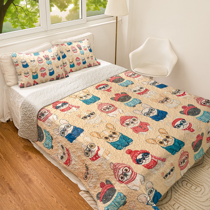 Shineful All Season Quilt 3-Piece Set - Cozy Frenchies Winter