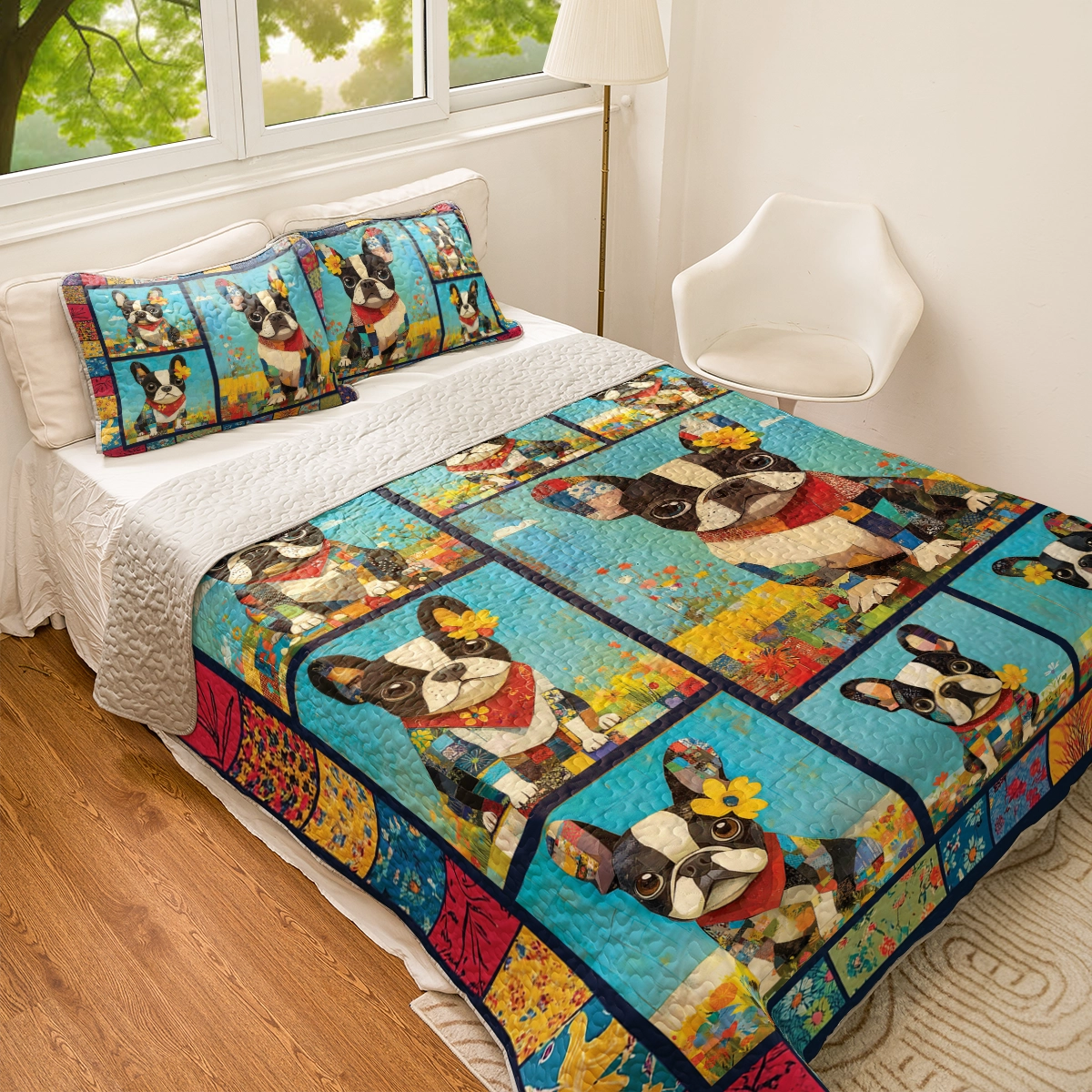 Shineful All Season Quilt 3-Piece Set - Frenchie Patchwork Paradise