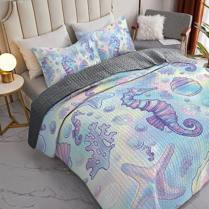 Shineful All Season Quilt 3-Piece Set -  Colorful Vibrant Beach
