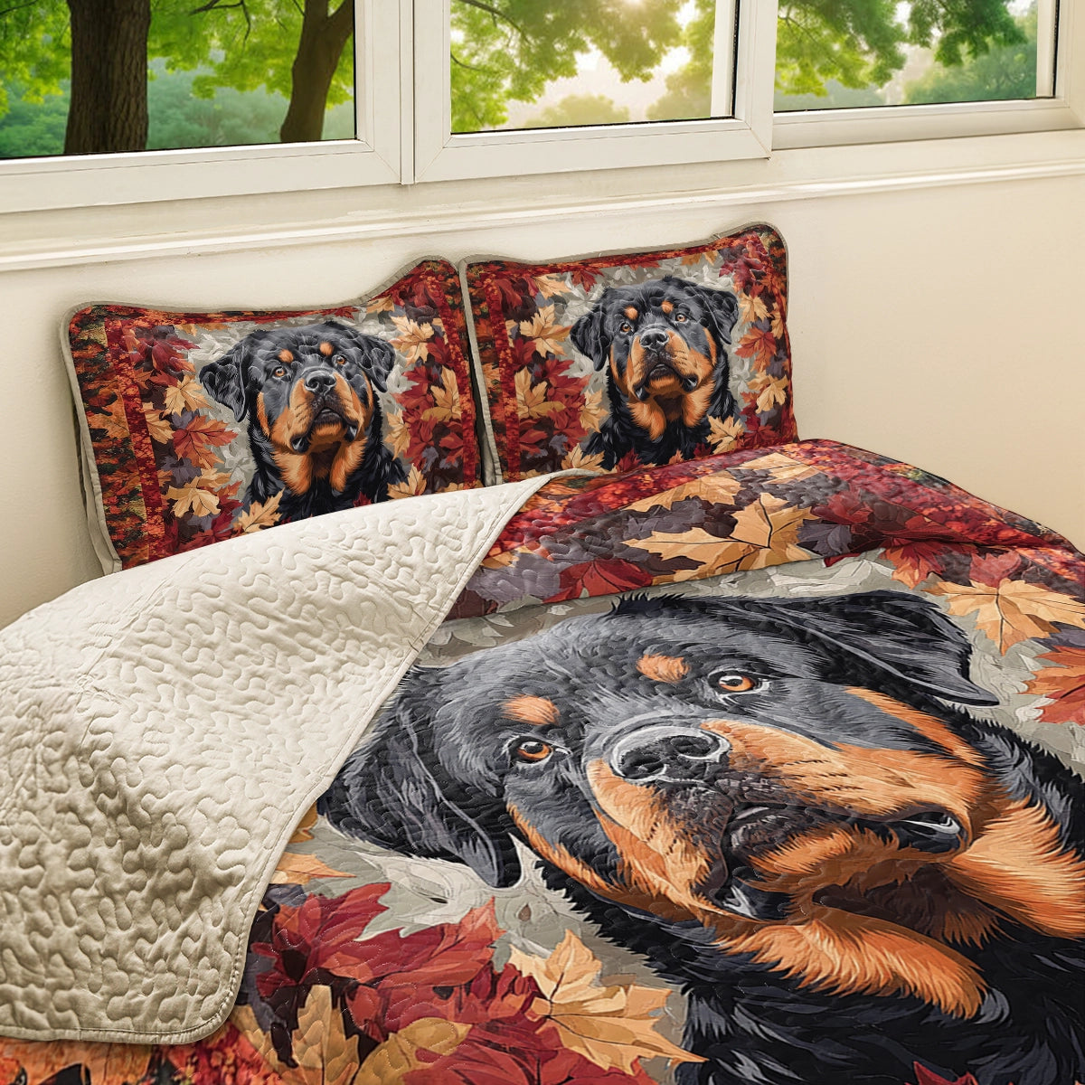 Shineful All Season Quilt 3-Piece Set - Rottweiler Majesty