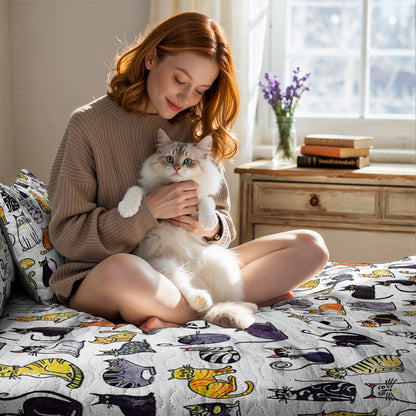 Shineful All Season Quilt 3-Piece Set Cats In My Life