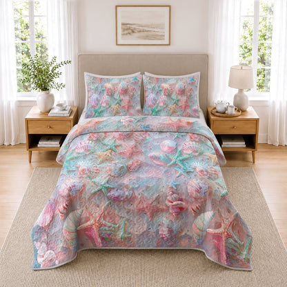 Shineful Quilt 3-Piece Set Coastal Shell