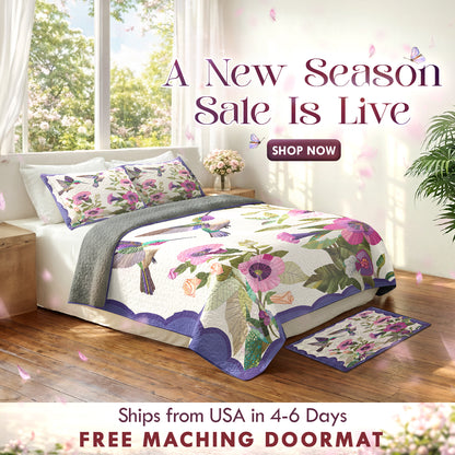 Shineful Quilt 3-Piece Set Hummingbird Garden