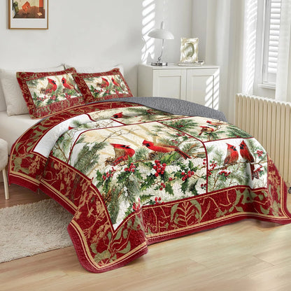 Shineful All Season Quilt 3-Piece Set Cardinal Winter