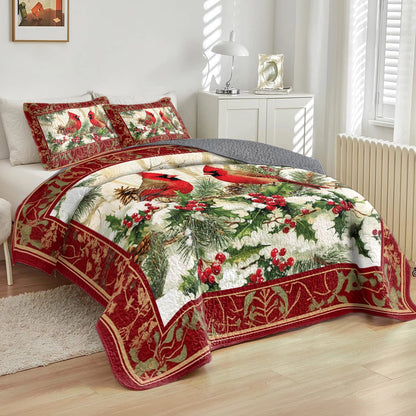 Shineful All Season Quilt 3-Piece Set Holiday Cardinal