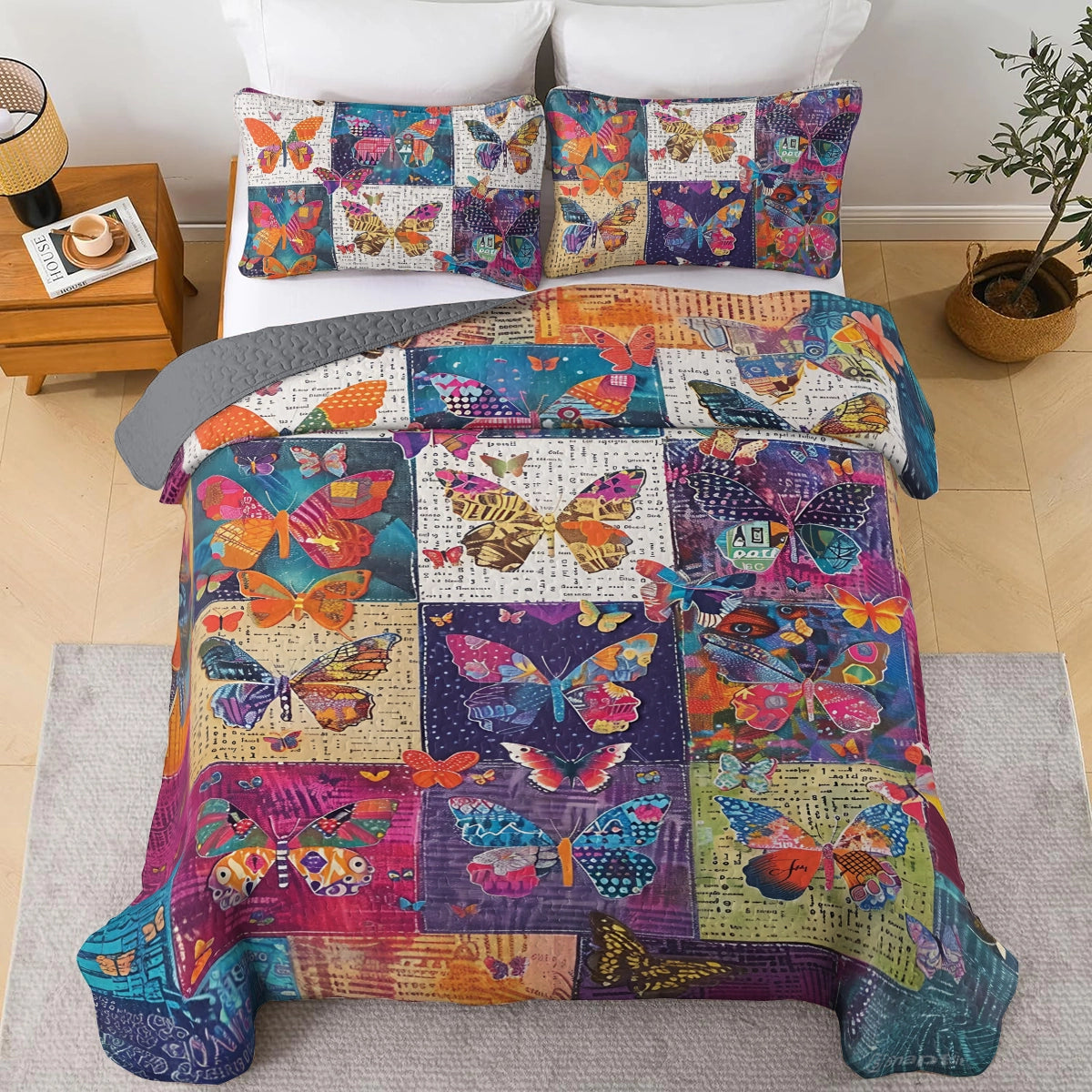 Shineful All Season Quilt 3-Piece Set Flutter Fantasy Butterfly