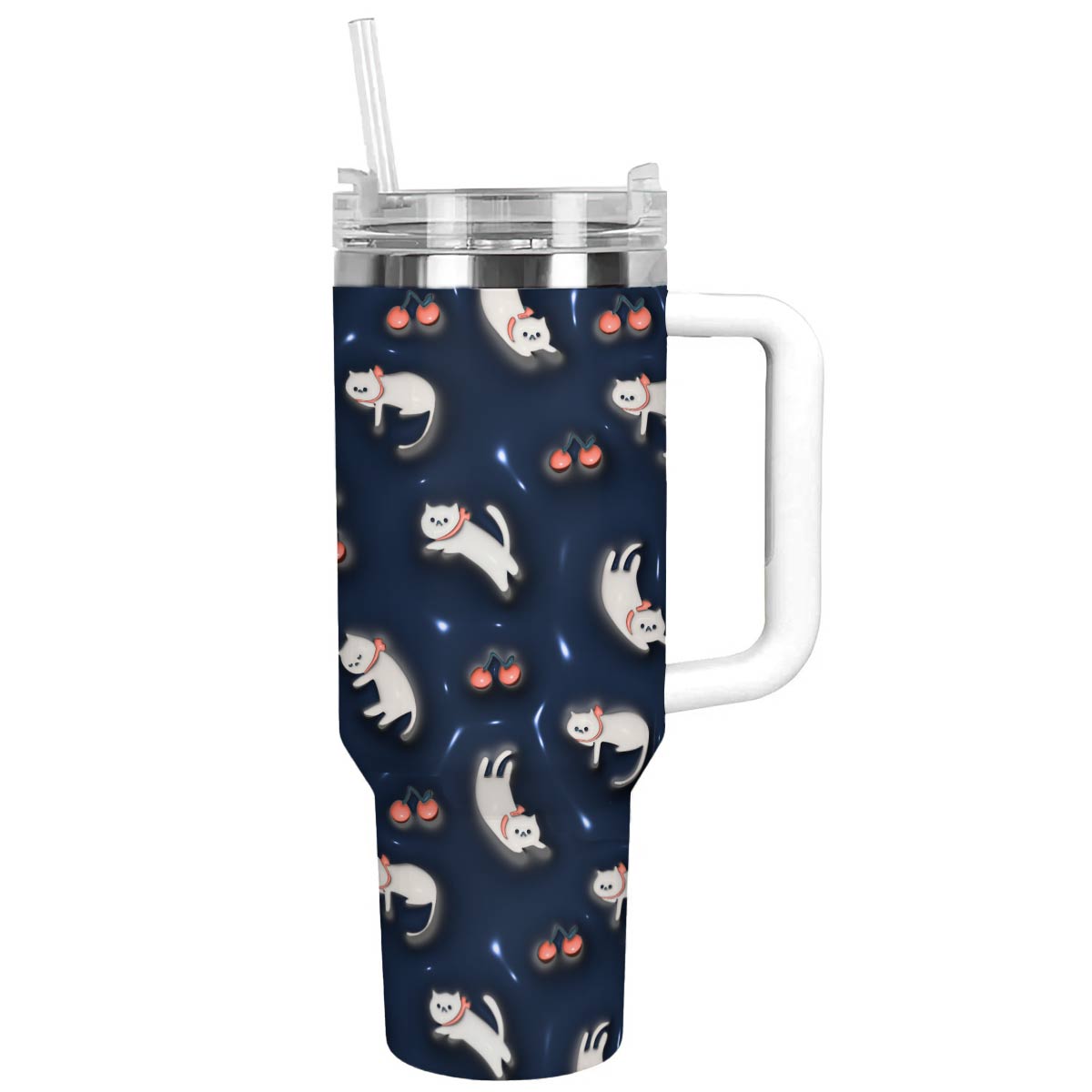 Cat 40 Oz Shineful™ Tumbler Cherry Nl09 White 40Oz