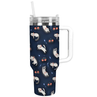 Cat 40 Oz Shineful™ Tumbler Cherry Nl09 White 40Oz