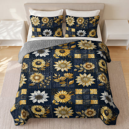 Shineful Quilt 3-Piece Set Inelegance Sunflowers