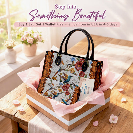 Shineful Leather Bag Hummingbird Blossom Flight
