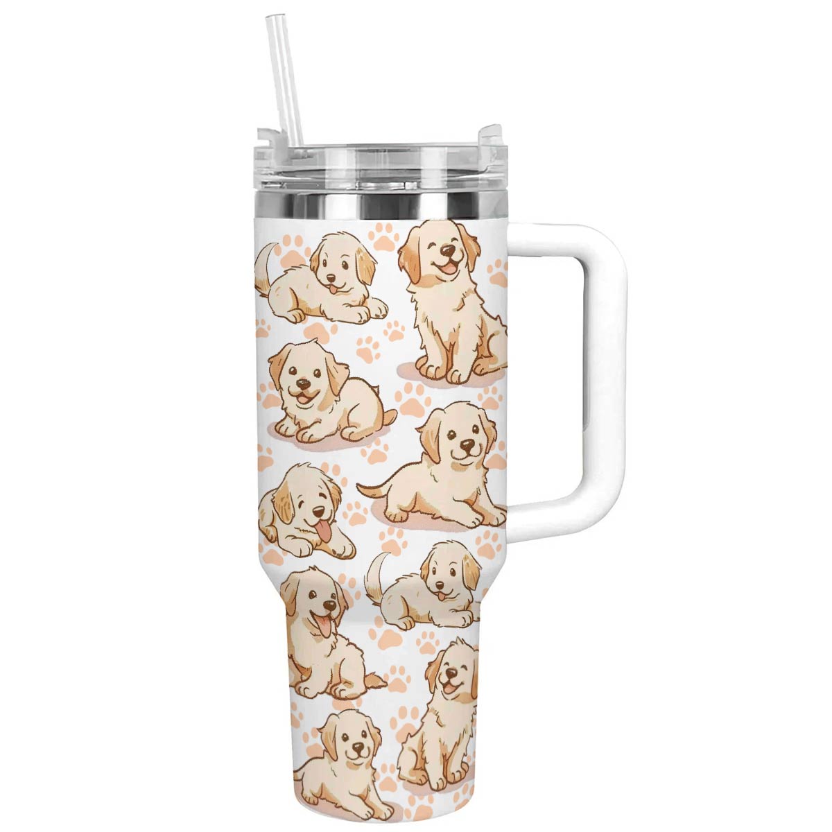 40 Oz Golden Retriever Shineful™ Tumbler Baby Golden Nl09 White 40Oz