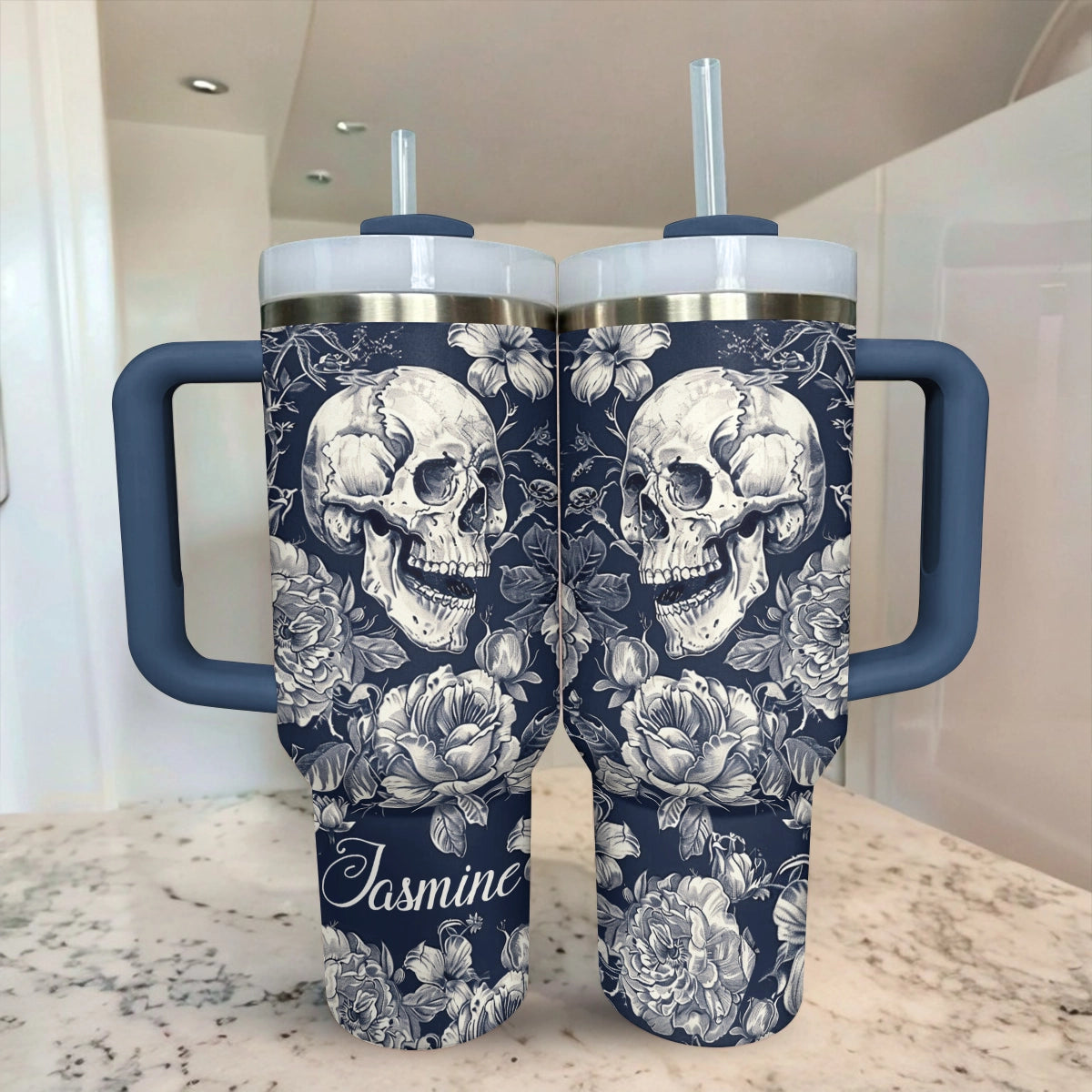 Shineful Tumbler Personalized Skull Garden