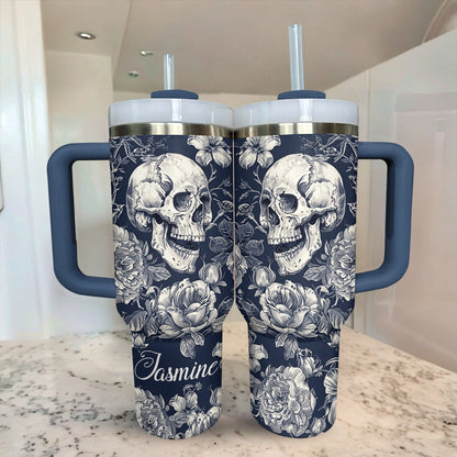 Shineful Tumbler Personalized Skull Garden