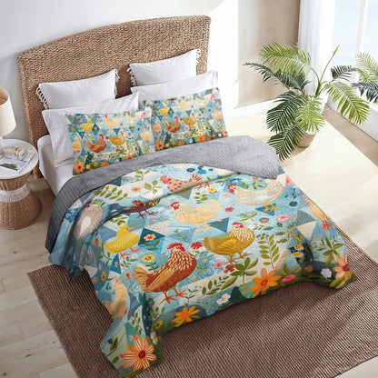 Shineful All Season Quilt 3-Piece Set  Chicken Meadow Hen