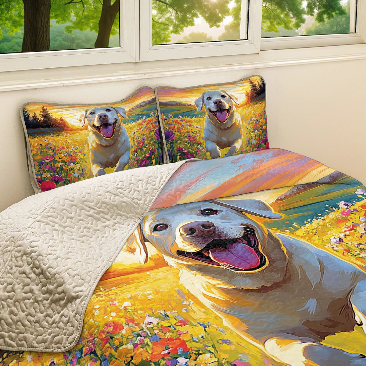 Shineful All Season Quilt 3-Piece Set - Joyous Labrador Retriever