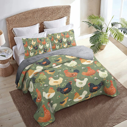 Shineful All Season Quilt 3-Piece Set Chicken Cozy Coop Collection