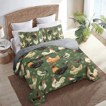 Shineful All Season Quilt 3-Piece Set Chicken Farm Fresh