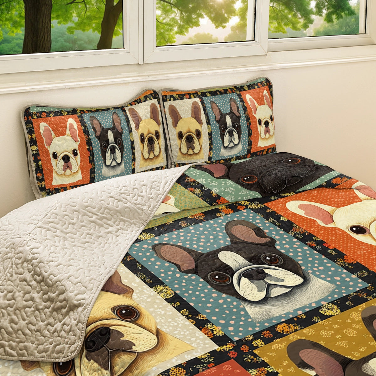 Shineful All Season Quilt 3-Piece Set - French Bulldog Snuggle