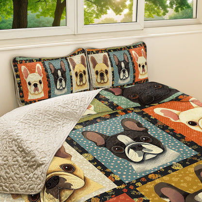 Shineful All Season Quilt 3-Piece Set - French Bulldog Snuggle