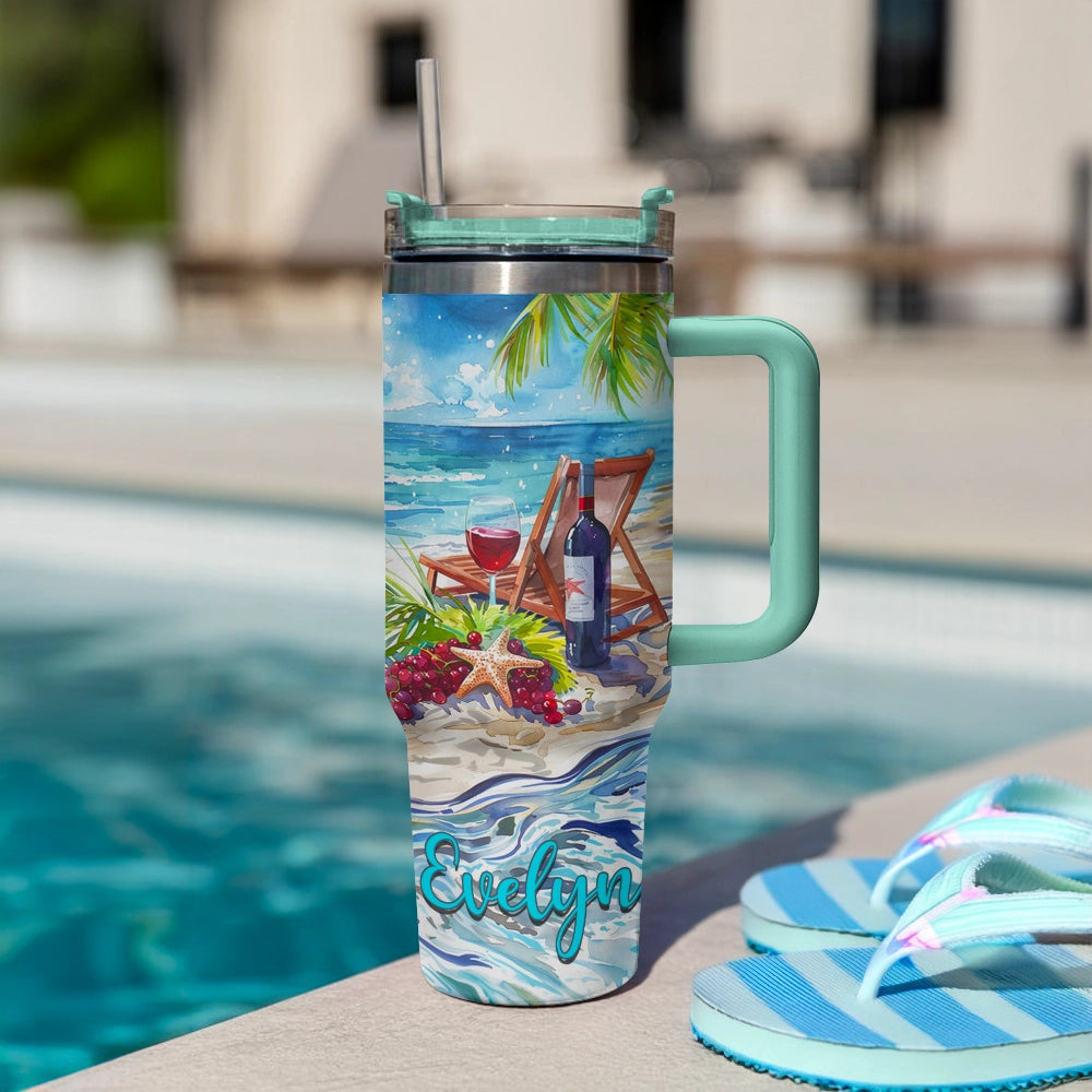 Shineful Tumbler Personalized Beachside Bliss: Wine Retreat