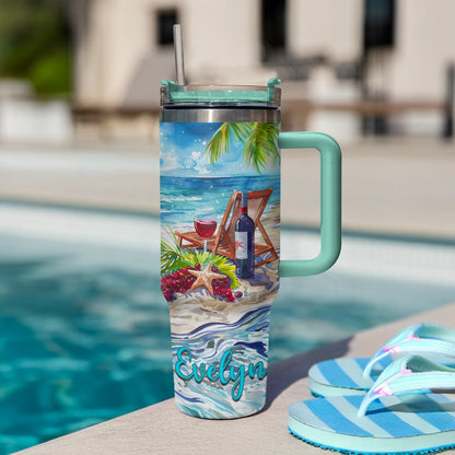 Shineful Tumbler Personalized Beachside Bliss: Wine Retreat
