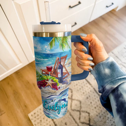 Shineful Tumbler Personalized Beachside Bliss: Wine Retreat