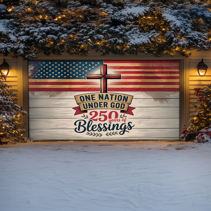Shineful Garage Door Banner Decoration Faith Over America