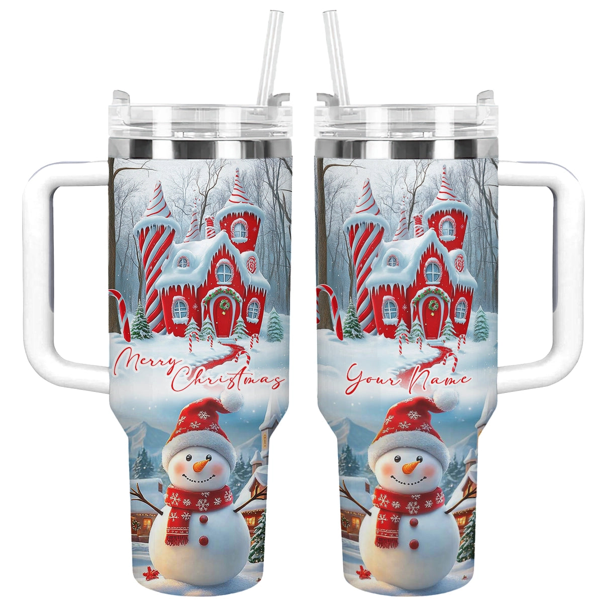 Shineful Glossy Tumbler Personalized Christmas Snowman's Sweet Retreat