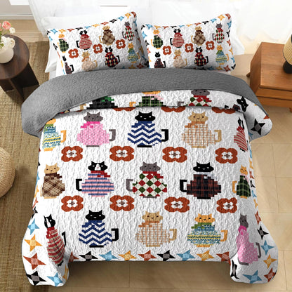 Shineful All Season Quilt 3-Piece Set Sweater Kitties