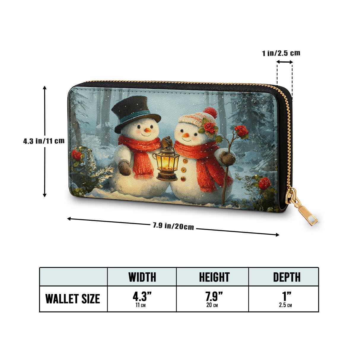Shineful Leather Clutch Purse With Wristlet Strap Handle Snow Couple