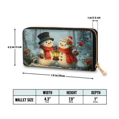 Shineful Leather Clutch Purse With Wristlet Strap Handle Snow Couple
