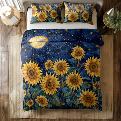 Shineful All Season Quilt 3-Piece Set - Sunflower Night Sky