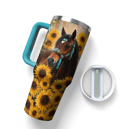 Shineful Tumbler Horse & Sunflower Bloom