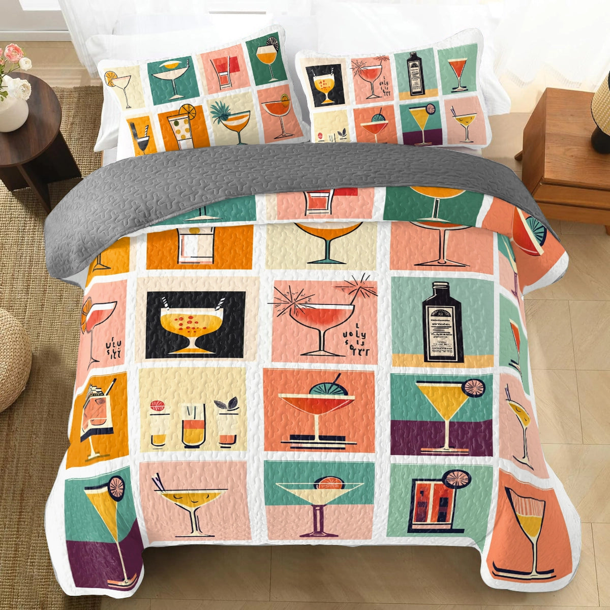 Shineful All Season Quilt 3-Piece Set Wine  Cocktail Chic