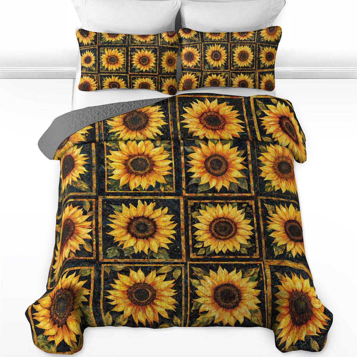 Shineful All Season Quilt 3-Piece Set Sunflower Patch