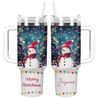 Shineful Tumbler Personalized Snowman Under Christmas Light