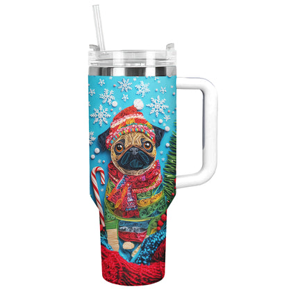 Shineful Glossy Tumbler Cheerful Christmas Puggy
