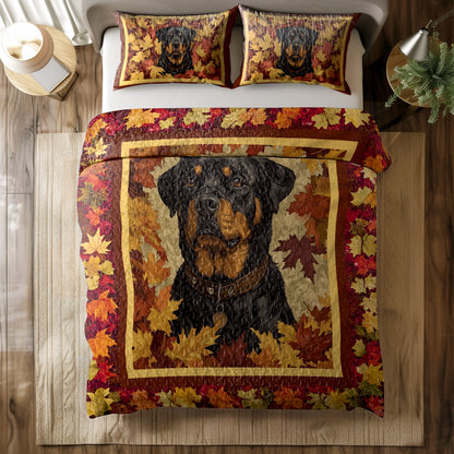 Shineful All Season Quilt 3-Piece Set - Fall Rottweiler Charm