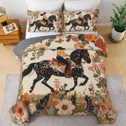 Shineful All Season Quilt 3-Piece Set - Floral Cowgirl