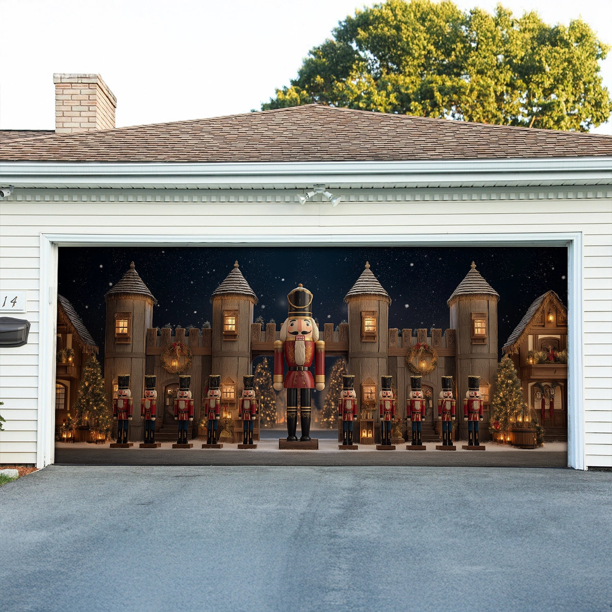 Shineful Garage Door Banner Decoration Nutcracker Castle Guard Christmas