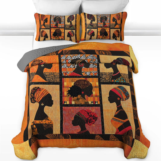Shineful All Season Quilt 3-Piece Set African Queen Elegance