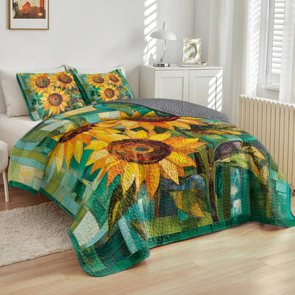 Shineful All Season Quilt 3-Piece Set - Sunflower Golden Bloom