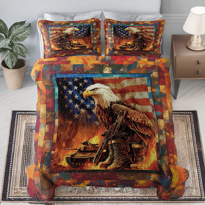 Shineful All Season Quilt 3-Piece Set - Patriotic Veteran's Eagle