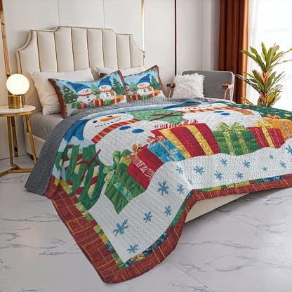 Shineful All Season Quilt 3-Piece Set Snowman Christmas