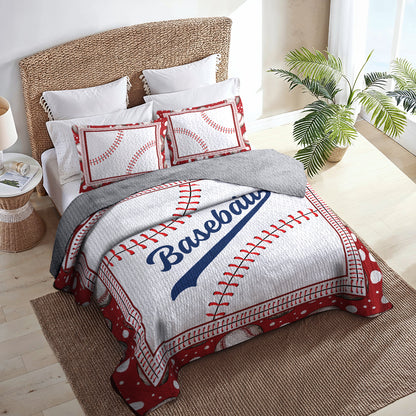 Shineful All Season Quilt 3-Piece Set - Home Run Baseball